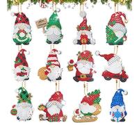Flying Pottery 12 Pezzi Diamond Painting Natale Portachiavi, 5D Pittura a Diamante Keychain Kit Doppia Faccia, Portachiavo Fai da Te Natales, Appendi Alberi di Nata le (Natale)