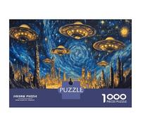 Flying Saucer Jigsaw Puzzle Impossibili 1000Pcs Space UFO Decorazione Per La Casa. Giochi Rilassamento E Intelligence Per Adulti E Bambini Da 12 Anni 52x38cm/1000pcs