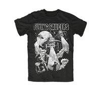 Flying Saucers T-Shirt Sci Fi Martians Mars Area 51 Space Rocket Aliens Men's Short-Sleeve T-Shirt Black L