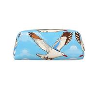 Flying Seagulls - Astuccio in vera pelle con cerniera, per cancelleria, trucchi, adatto per studenti, scuola, ufficio., Oro, Taglia unica, Beauty case