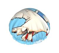 Flying Seagulls Cuffia da doccia da donna, impermeabile, riutilizzabile, con cordino elastico lavabile, adatta per capelli lunghi e trecce, ideale per la doccia.