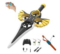 Flying Sword Rc Glider, Remote Flying Sword, 3-Speed Stunt Plane, Airplane with Autopilot and Gyro Stabilizer, Lightweight Easy Fly Rc Glider Outdoor Gift for Teens & Adults (Gold,Strap,2*battery)