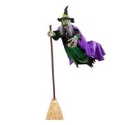 Flying Witch - Crash | Decorazione Di Streghe Di Halloween | Realistica Galleggiante Sulla Scopa | Grande Decorazione Di Halloween Del Territorio Animatronico Di 6 Piedi Per Il Portico