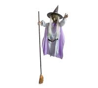 Flying Witch - Crash | Decorazione Di Streghe Di Halloween | Realistica Galleggiante Sulla Scopa | Grande Decorazione Di Halloween Del Territorio Animatronico Di 6 Piedi Per Il Portico