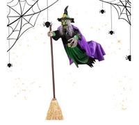 Flying Witchh - Realistic Witch Halloweeen Decorations | Prop Di Scopa Di Halloween Animato Halloween | 6ft Struggery Witch With With With Coom For Haunted House Yard Lawn Indoor Garden Outdoor