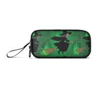 Flying Witchy Scream - Astuccio portapenne in nylon verde con cerniera, grande capacità, organizer per cancelleria per la scuola e i bambini