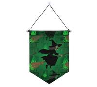 Flying Witchy Scream - Gancio per banner verde da parete con asta telescopica per feste, decorazioni da appendere per interni, feste all'aperto