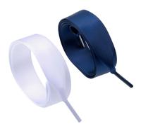 Flyingfish 2 paia lacci a nastro, lacci piatti, lacci per scarpe, lacci di satinato, larghi 2cm di larghezza 120cm Bianco + Blu scuro