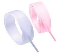 Flyingfish 2 paia lacci a nastro, lacci piatti, lacci per scarpe, lacci di satinato, larghi 2cm di larghezza 120cm Bianco + Rosa