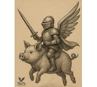 Flyin'Pig - The pig rider knight, Letter, Ruled(Lined): Vintage paper background riding knight sketch simple notebook,110 ruled pages