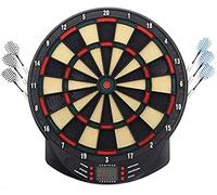 FLYIODFCXV Disco da Freccette, Set di Freccette con Display LCD Automatico for Il punteggio, Voce, 27 Giochi, 6 morbide da 15 Pollici