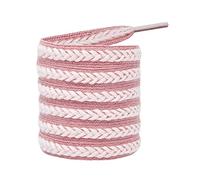 FLYIODFCXV Lacci per Scarpe, Lacci for spighe di Grano da Donna Adatti for Piccole Scarpe Bianche Tela Piatte Larghe in Cotone con Fiori(Pink White,160cm)