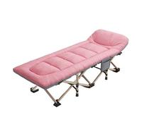 FLYIODFCXV Poltrona reclinabile pieghevole, Pisolino for una persona, semplice poltrona da ospedale, letto reclinabile portatile for marciare all'aperto(Pink)