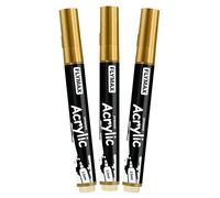 FLYMAX Pennarelli Paint Marker Oro 2,5 mm - Pennarelli Permanenti Oro Acrilici Marker Permanent Pen Acrylic, Media, Indelebili, Asciugatura rapida (confezione da 3)