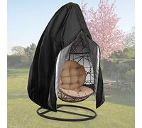 FLYMEI 【Aggiornato Coprisedia da giardino sospeso con cerniera, copertura per sedia a dondolo in vimini resistente, impermeabile, resistente alle intemperie, antivento