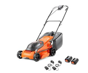 Flymo EasiStore 380R - Kit tosaerba senza fili 36 V - 2 batterie 18 V per tutte le batterie e caricabatterie inclusi, larghezza di taglio 38 cm, finitura prato a strisce, taglio ravvicinato, scatola