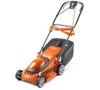 Flymo EasiStore 380R - Tosaerba elettrico rotativo - larghezza di taglio 38 cm, contenitore per erba da 45 litri, taglio a bordo chiuso, rullo posteriore, altezza centrale, salvaspazio