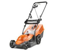 Flymo SimpliMow - Tagliaerba elettrico con ruote da 320 V, motore da 1300 W, larghezza di taglio 32 cm, scatola da prato da 30 litri, impugnatura morbida, arancione/grigio