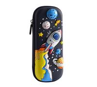 Flyorigin Astuccio 3D per ragazzi e ragazze - Grande portapenne e portaoggetti, Astronave Nera, 230mm x 105mm, Set di zaini per la scuola