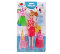 flypop's - Doll with 4 Dresses - Toy for Children - 070027LIN - Random Model - Plastic - Mannequin - Doll - Mannequin - 27 cm x 4 cm - Suitable for ages 3 and up