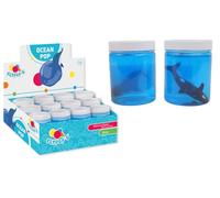 FLYPOP'S - Pacco da 12 vasetti di Slime con Animali Marini - Slime - 031072PA - Blu - Giocattolo per Bambini - Sorpresa - Pasta Appiccicosa - Regalo - Figurina Marina Nascosta - A partire dai 3 anni