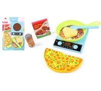 FLYPOP'S - Piastra di Cottura con Pizza e Accessori - Gioco di Imitazione - 033633 - Multicolore - Plastica - Cucina - Giocattolo per Bambini - Regalo - Cibo - 14 cm12 cm - A partire dai 3 anni