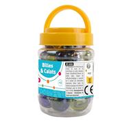 FLYPOP'S - Pots de Billes et Calots - Jeu de Récréation - 033024 - Multicolore - Verre - Jeu d'Adresse - Jouet Enfant - Galots - 1,6 cm x 1,6 cm - À Partir de 3 ans