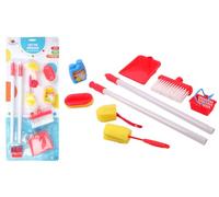 FLYPOP'S - Set di Pulizie - Giocattolo per Bambini - Multicolore - Plastica - Imitazione - Scopa - Giocattolo per Bambini - Pulizia - 42 cm - A Partire dai 3 anni