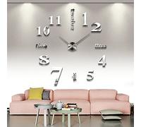 FlyRay Moderno fai da te grande parete 3D Sticker orologio per Arredo Casa Ufficio Argento