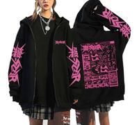 Flyself KPOP 樂-Star Rockstar Felpe con Cappuccio Donna Y2K Zip Up E-Girl Top Graphics Felpa Langarm Harajuku Giacca Oversize Bang Chan Changbin Hyunjin Han Felix Seungmin