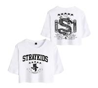 Flyself KPOP Stray Kids T-Shirt Maglietta Donna 5 Star (S-Class) Maniche Corte Casual, Pancia Scoperta, T-Shirt Corta Regular Fit Bang Chan Changbin Hyunjin Han Felix Seungmin