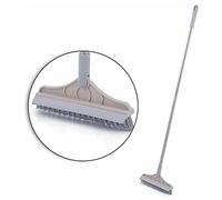 Flyself Spazzola per Pavimenti per la Pulizia della Scopa con tergipavimento a Manico Lungo e Interno a setole dure per Bagno Cucina Piastrelle per Pavimenti Pulizia fughe e Angoli (Khaki)