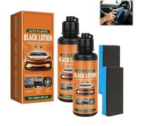 FlyShangUgo Auto Plastic Restorer Kit, Auto Plastic Black Lotion for Dashboard Door Panel Bumper Tire Trim, Car Plastic Restorer & Interior Cleaner Fast Drying Long Lasting Coating (2Pcs)