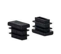 Flyshop 16 tappi rettangolari in plastica resistenti, 15 x 25 mm, tappi per tubi, inserti per fori, protezioni per pavimenti per gambe delle sedie, tappi protettivi per gambe delle sedie, colore: nero
