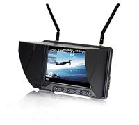 Flysight FPV Monitor Black Pearl RC801 con DVR 5.8G 40CH Wireless 7 "LCD Diversity Receiver 1024 x 600 Display HD Built-Battery Cappuccio Parasole per RC Quadcopter DJI Flying Wing (RPSMA Ant)