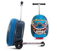 FLYTE, valigia pieghevole monopattino per bambini, rigida, con ruote, 2 in 1, 18 pollici (45,7 cm), capacità 25 litri, Stormy lo Squalo