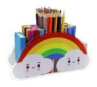 Flytreal Portapenne in acrilico, grazioso organizer per matite con 5 scomparti, organizer da scrivania trasparente, forniture per cancelleria per ufficio, pennelli per trucco, scuola, scuola, per donne e bambini