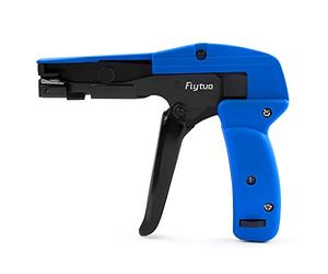 Flytuo - Pistola per fascette fermacavi, in acciaio, resistente, con taglio automatico a filo, tenditore professionale e taglierina per fascette in plastica e nylon, blu (600 A)