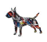 FLYuechun Ranan Decorazione artistica creativa semplice colorata a forma di Bull Terrier, statuetta in resina per animali domestici, decorazione per la casa, colore moderno, per ufficio e scrivania