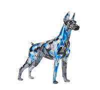 FLYuechun Ranan Decorazione creativa semplice dipinta a forma di cane doberman, decorazione per casa, ingresso, armadietto del vino, ufficio, animali domestici, artigianato in resina (argento)