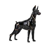 FLYuechun Ranan Decorazione creativa semplice dipinta a forma di cane doberman, decorazione per casa, ingresso, armadietto del vino, ufficio, animali domestici, artigianato in resina (nero)
