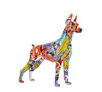 FLYuechun Ranan Decorazione creativa semplice dipinta a forma di cane doberman, decorazione per casa, ingresso, armadietto del vino, ufficio, animali domestici, artigianato in resina (rosso)