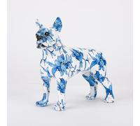 FLYuechun Ranan Moderna statua colorata Boston Terrier arte creativa semplice piccola maniglia resina cane artigianato decorazione casa colore ufficio desktop mestiere (blu)