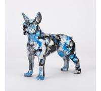 FLYuechun Ranan Moderna statua colorata Boston Terrier arte creativa semplice piccolo manico in resina animale domestico cane artigianato decorazione casa colore ufficio scrivania artigianato