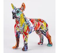 FLYuechun Ranan Moderna statua colorata Boston Terrier arte creativa semplice piccolo manico in resina animale domestico cane artigianato decorazione casa colore ufficio scrivania mestiere (rosso)
