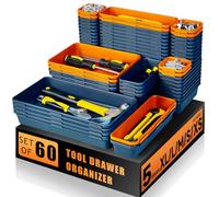 FLYVOLE Vassoio organizer per cassetta degli attrezzi, organizer da scrivania con attrezzi, vassoio portautensili, organizzazione cassetta degli attrezzi, 60 pezzi (blu + arancione)