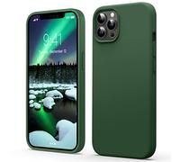 Flyzoo Cover Silicone Liquido per iPhone 12 Pro Max 6,7'', Custodia Protettiva con Tutto Il Corpo Tocco Morbido Setoso, 4 Strati Protezione Completa Antiurto con Fodera in Microfibra, Verde Clover