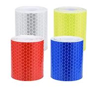 FLZONE 4 Pacchi Nastro Riflettente di Avvertimento, Nastro Catarifrangente Adesivo Impianti di Trasporto Stradale Promemoria di Sicurezza,per Veicoli Auto Moto Biciclette(3M)