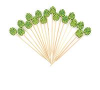 FLZONE Bastoncini da Cocktail,100 Pezzi Stuzzicadenti in Legno per Cocktail Antipasti Frutta Dessert Forniture per Feste Spiedino di Frutta-Foglie di Palma