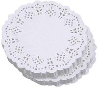 FLZONE Centrini Carta Pizzo,200 Pezzi Centrini di Carta Rotondi di Pizzo Bianco Cuscinetti per Imballaggi per Decorazioni da Tavola per Feste o Matrimoni, 3,5 Pollici